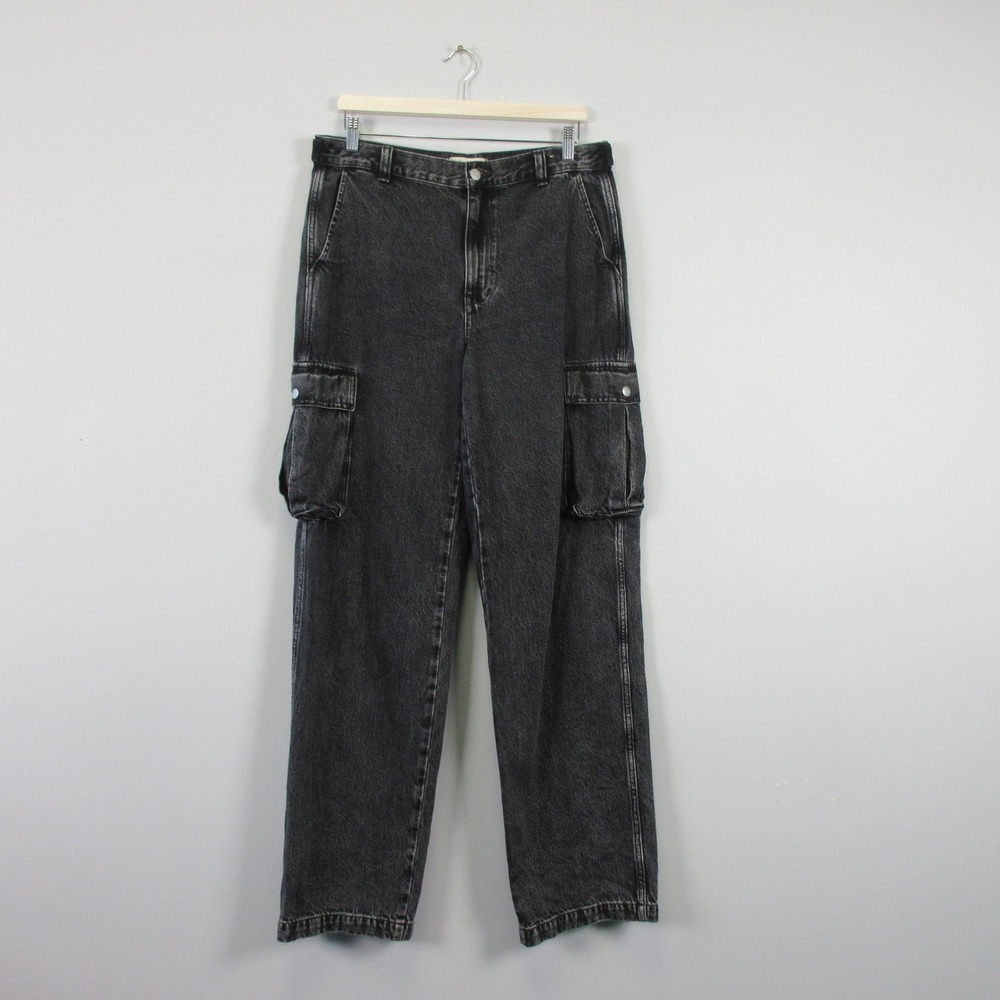 Madewell Low Slung Cargo Jeans Women 29 T Black Cotton Wash Denim Streetwear 890